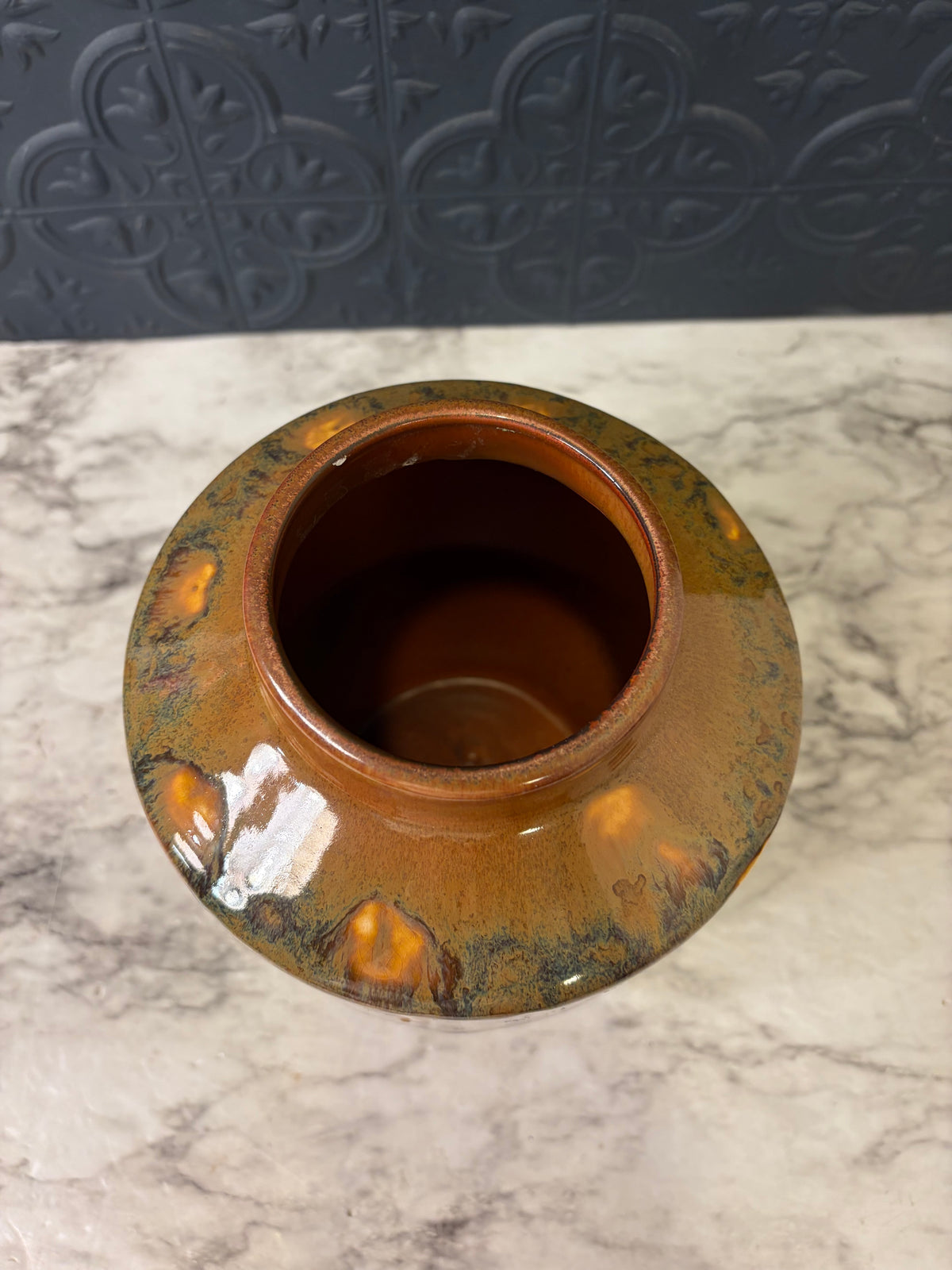 Mikasa Vase Amber and Brown Drip Glaze