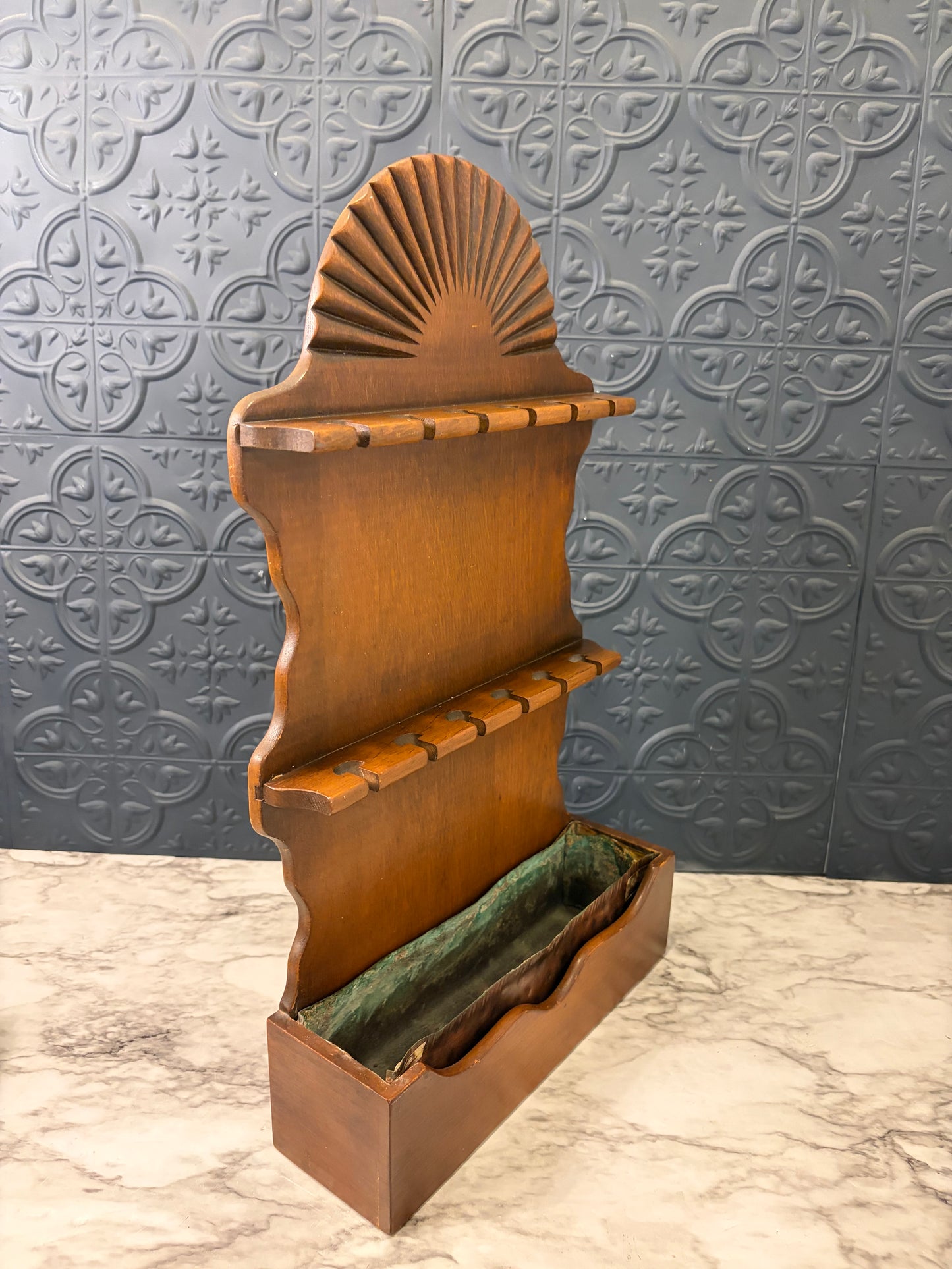 Wood Spoon Holder with Starburst and Copper box