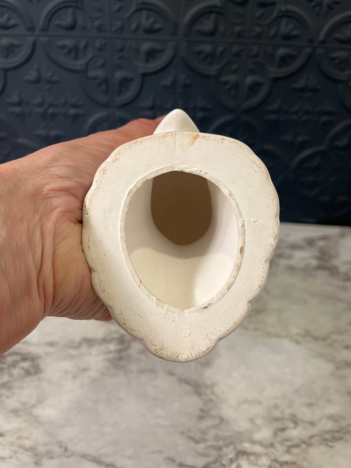 Art Deco White Ceramic Heron