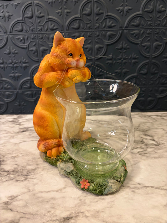 Orange Tabby Cat and Fishbowl