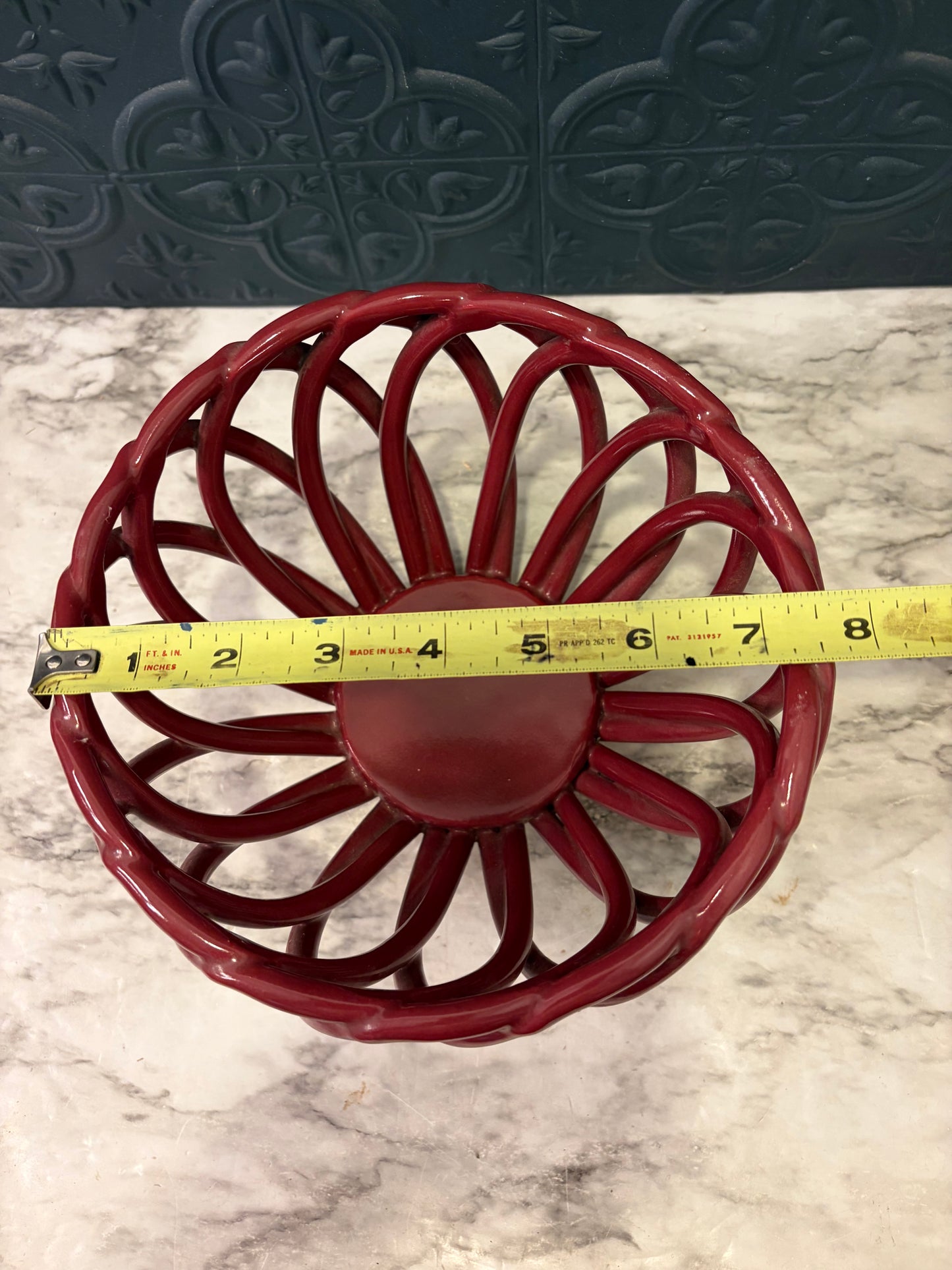 Maroon Ceramic Basket Weave Bowl