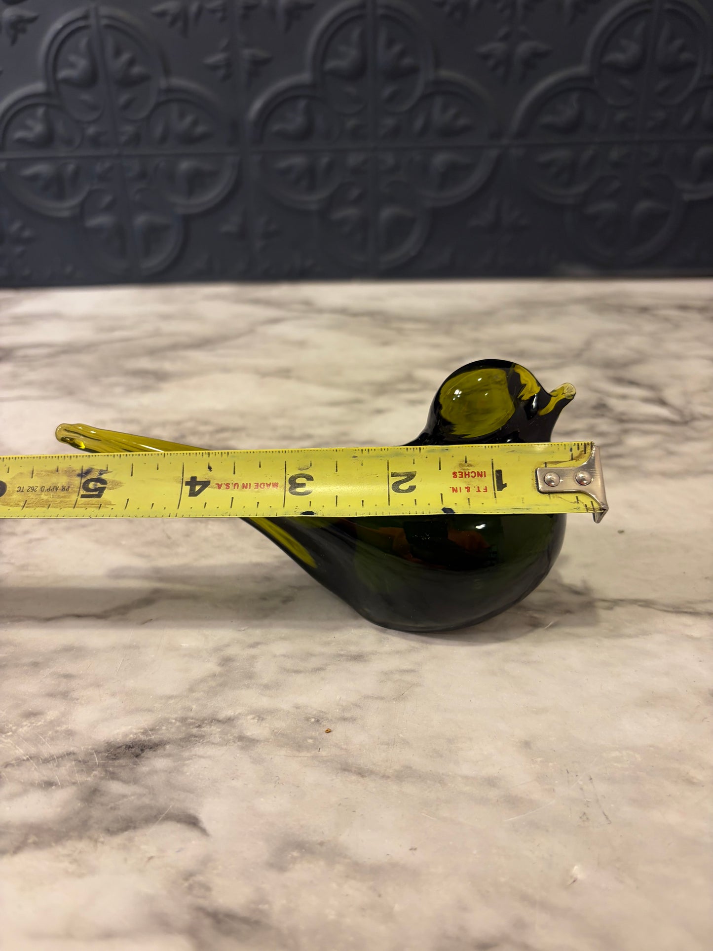 Pilgrim Handblown Green Glass Bird
