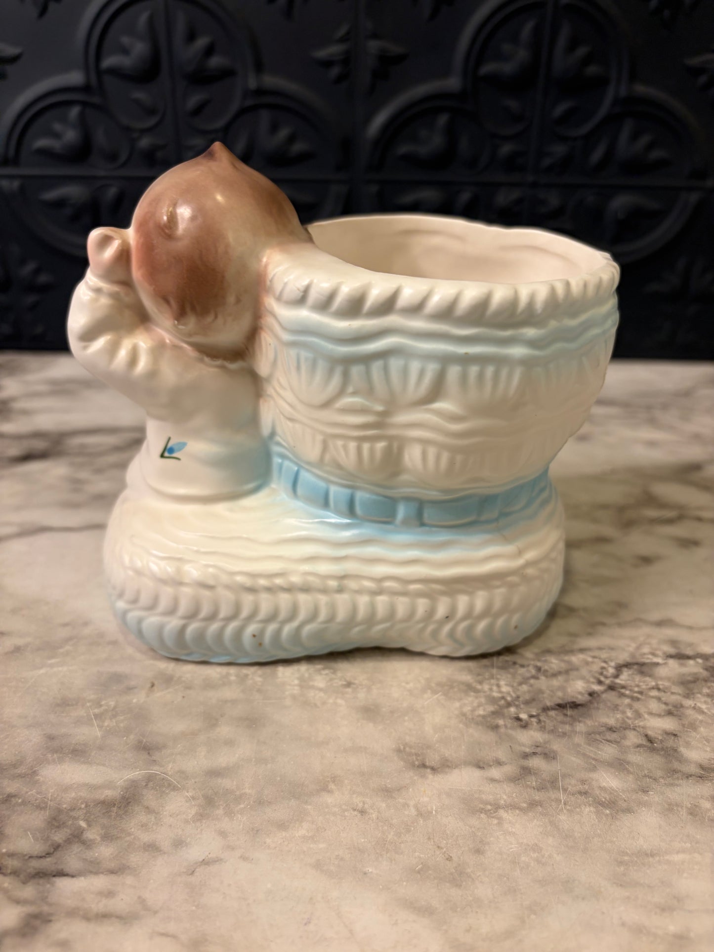 Vintage Rubens Blue Baby boot Planter