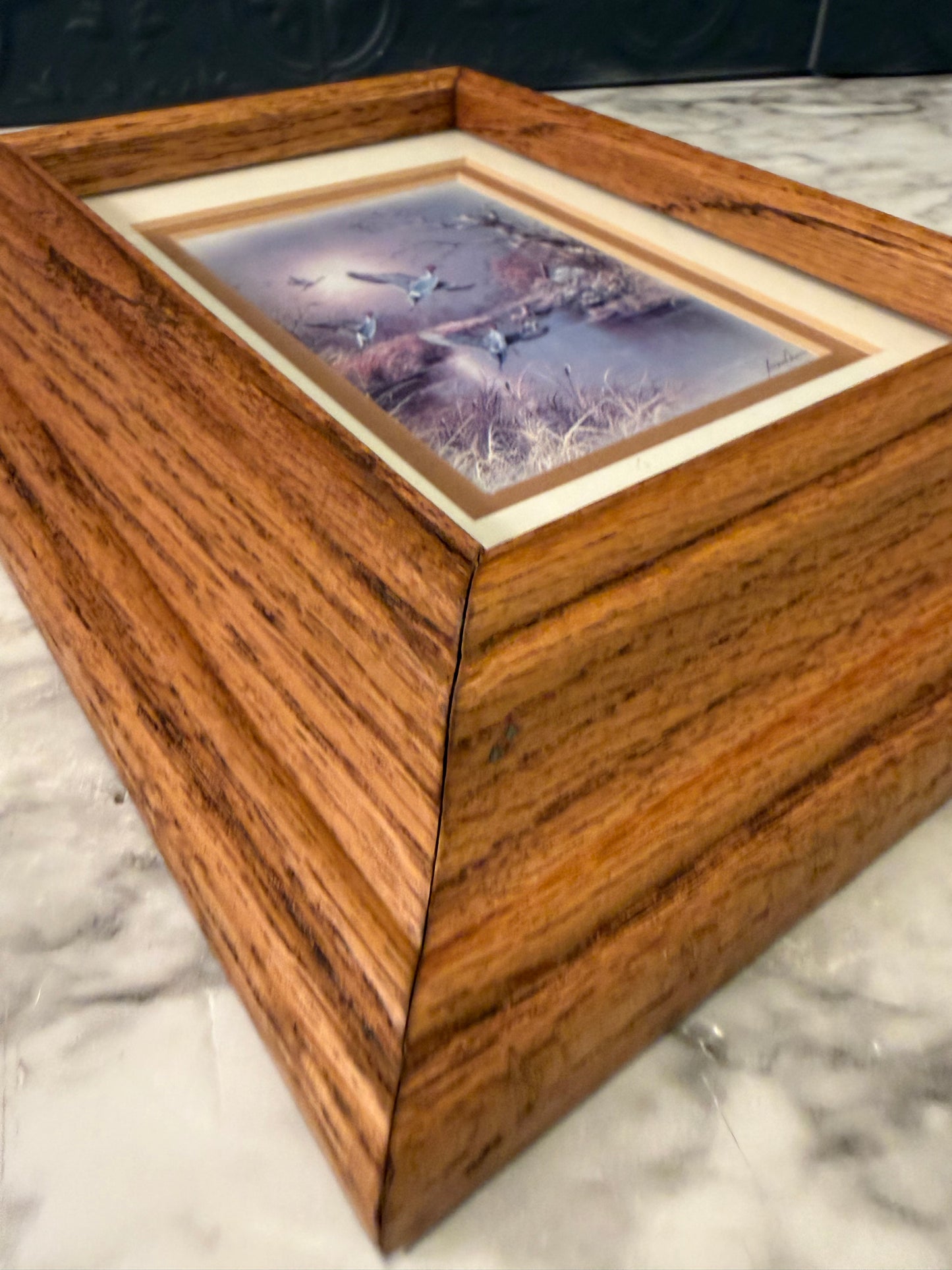 Flying Ducks Print by Orpinas in Wood Frame