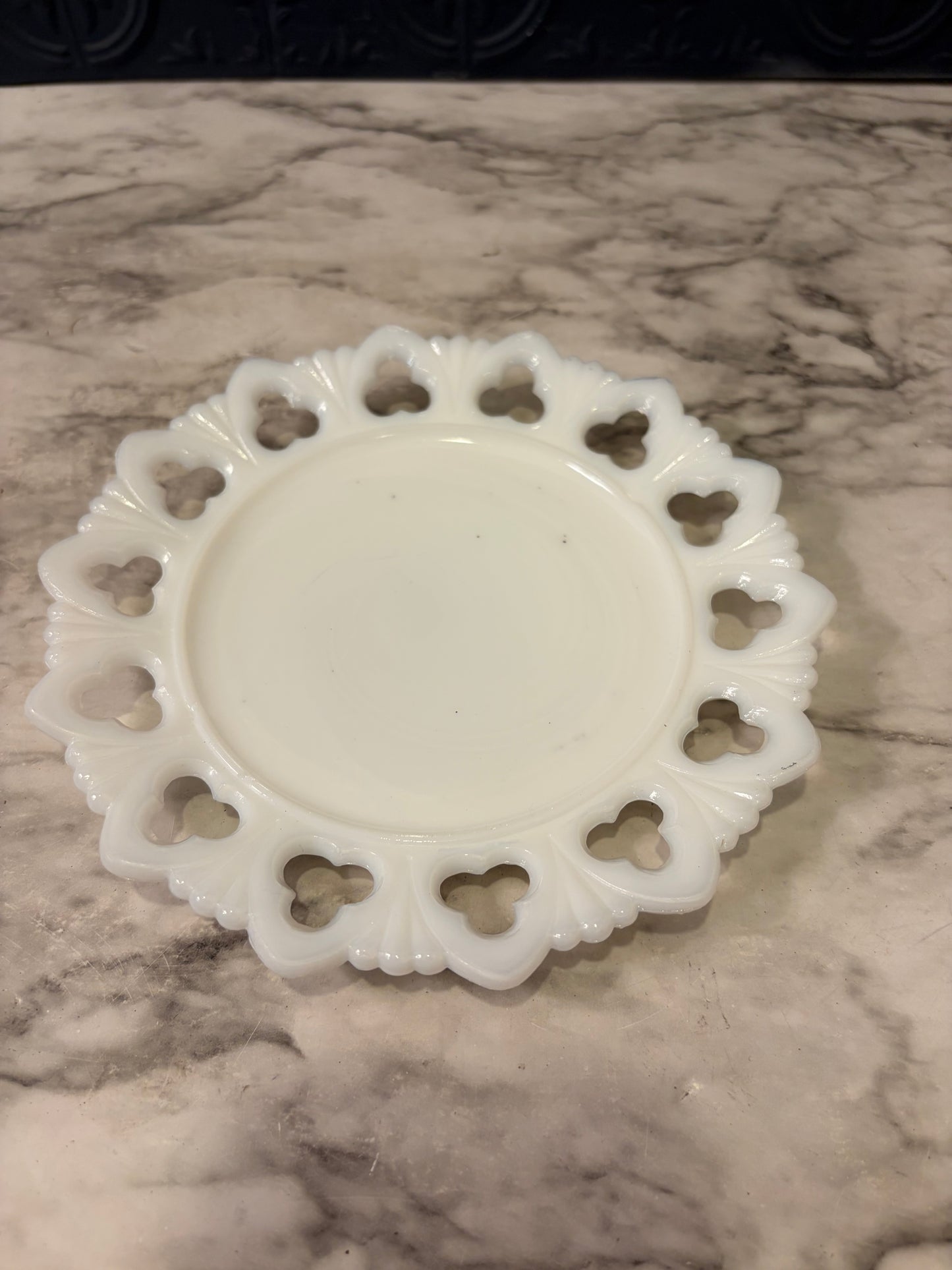 Milk Glass 7" Lace Edge Plate