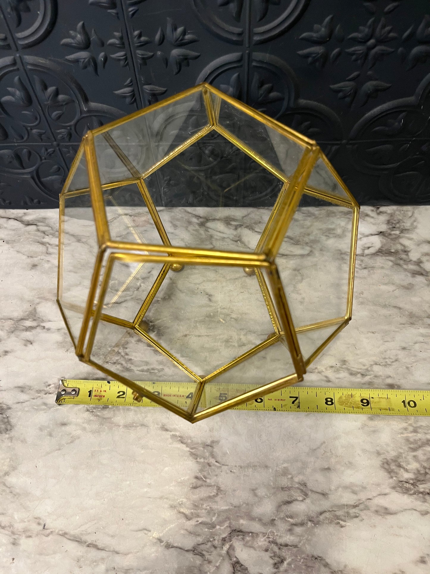 Brass and Glass Geometric Box