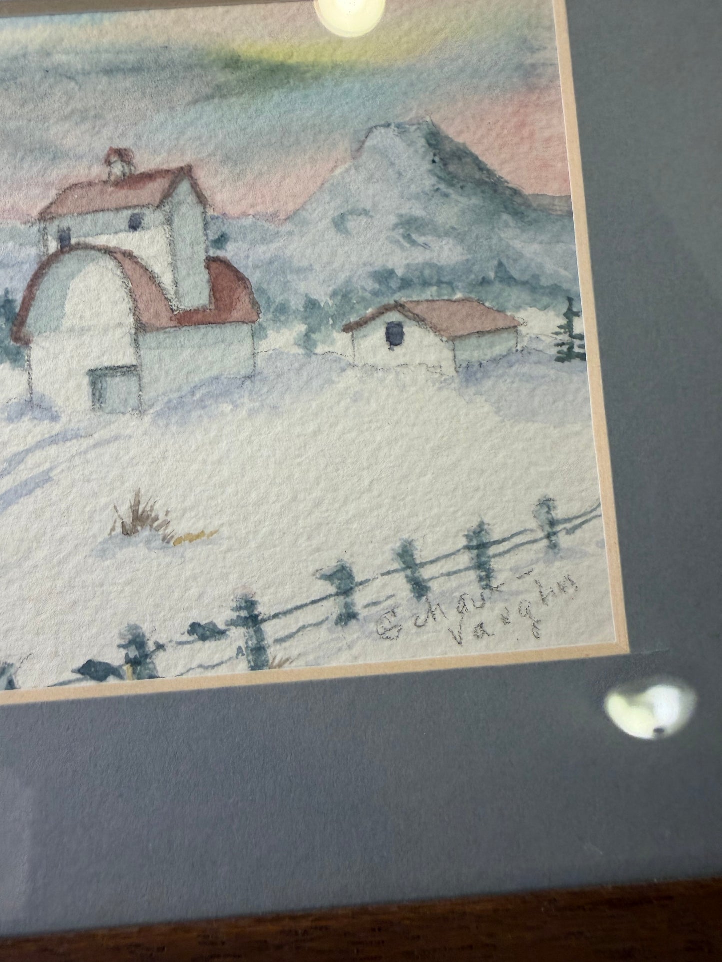 Winter Barn Watercolor Marilyn Vaughn