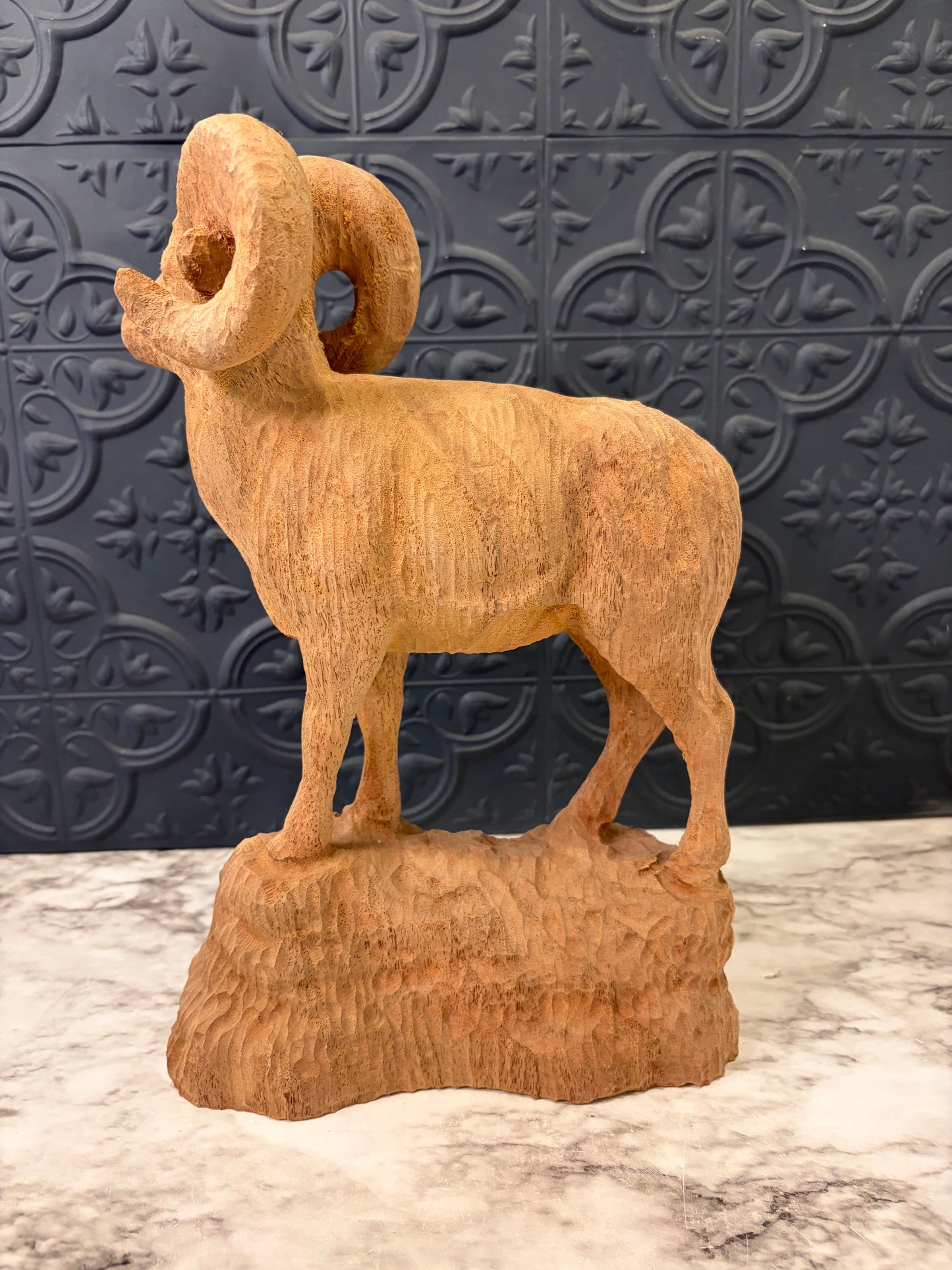 Wood Carved Big Horn Sheep