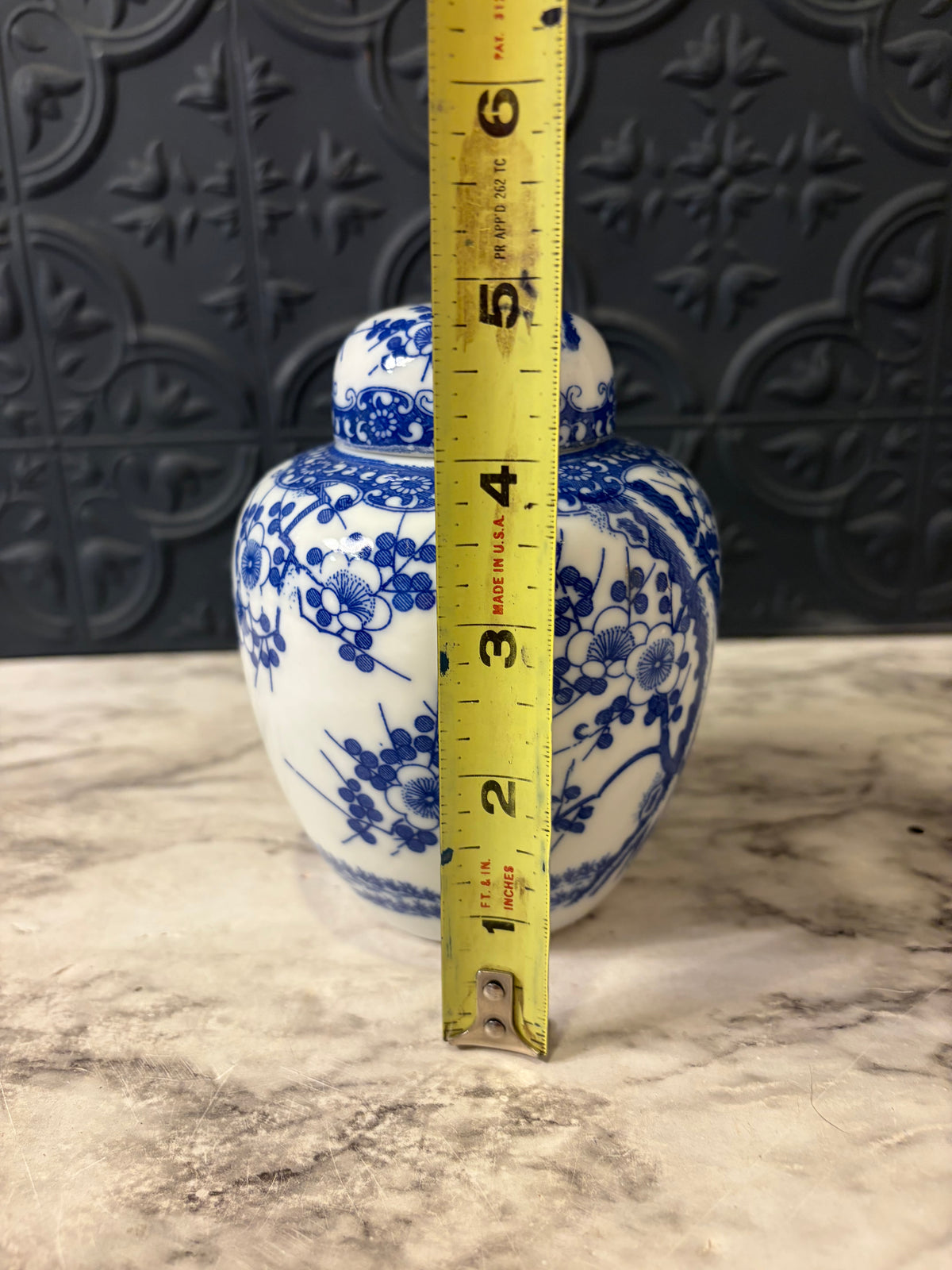 Blue and White Ginger Jar with Cherry Blossoms
