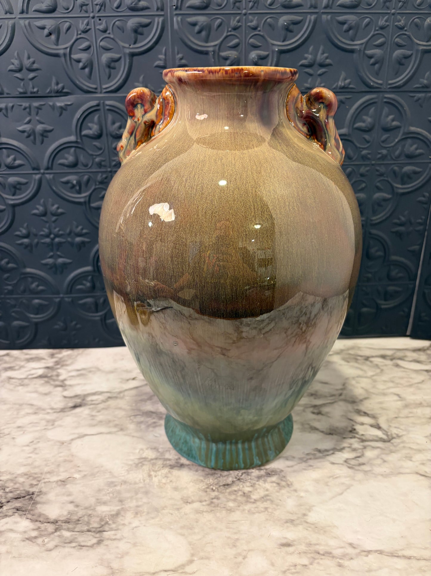 Brown to Turquoise Vase 13"