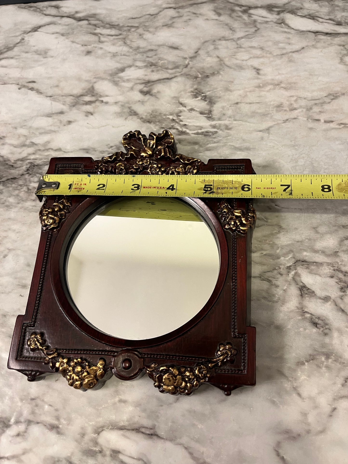 Dark Red and Gold Accent Mirror