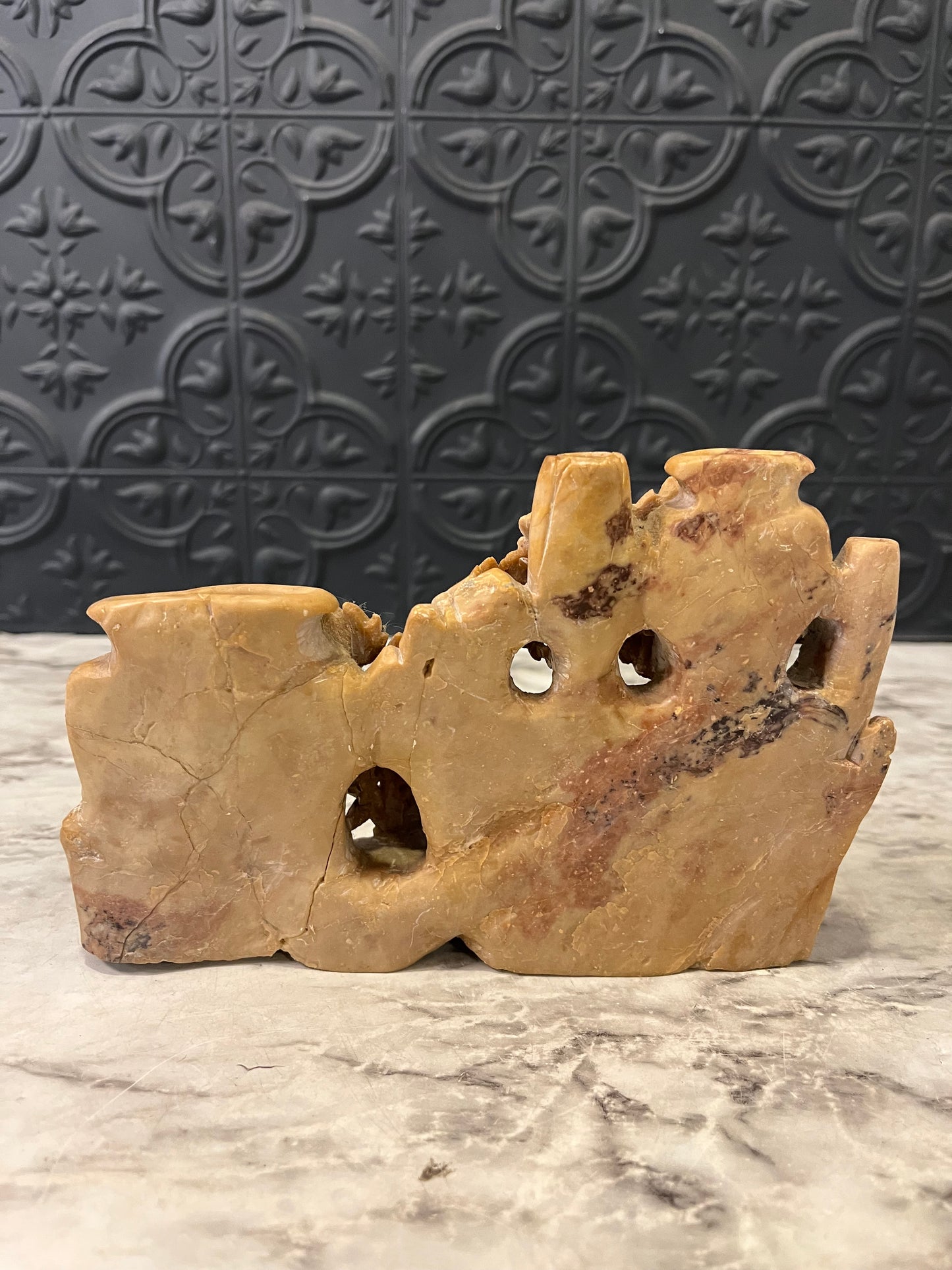 Carved Soapstone Vase and Bowl AS IS