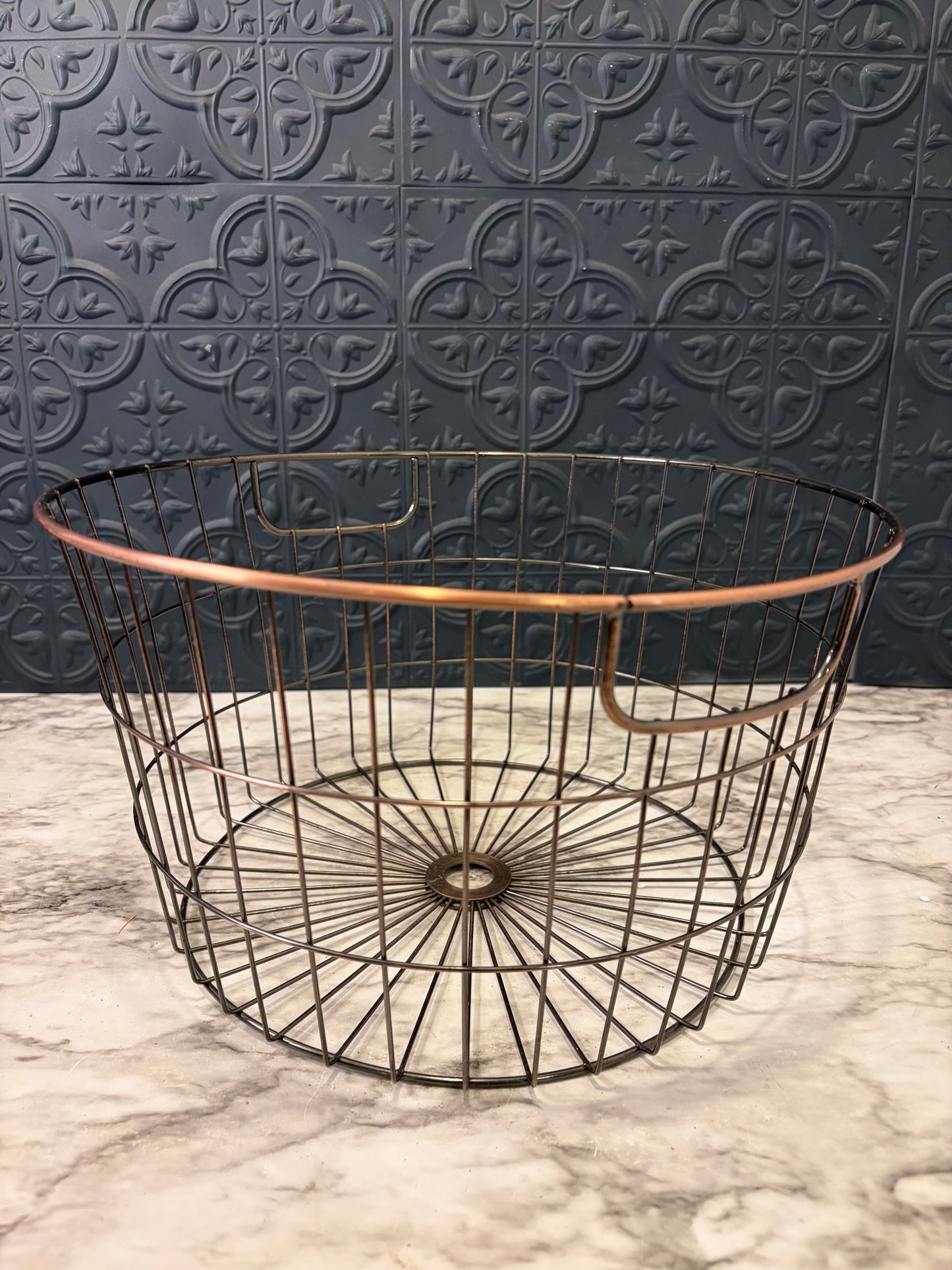 Wire Basket with Copper Rim 12"