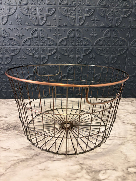 Wire Basket with Copper Rim 12"