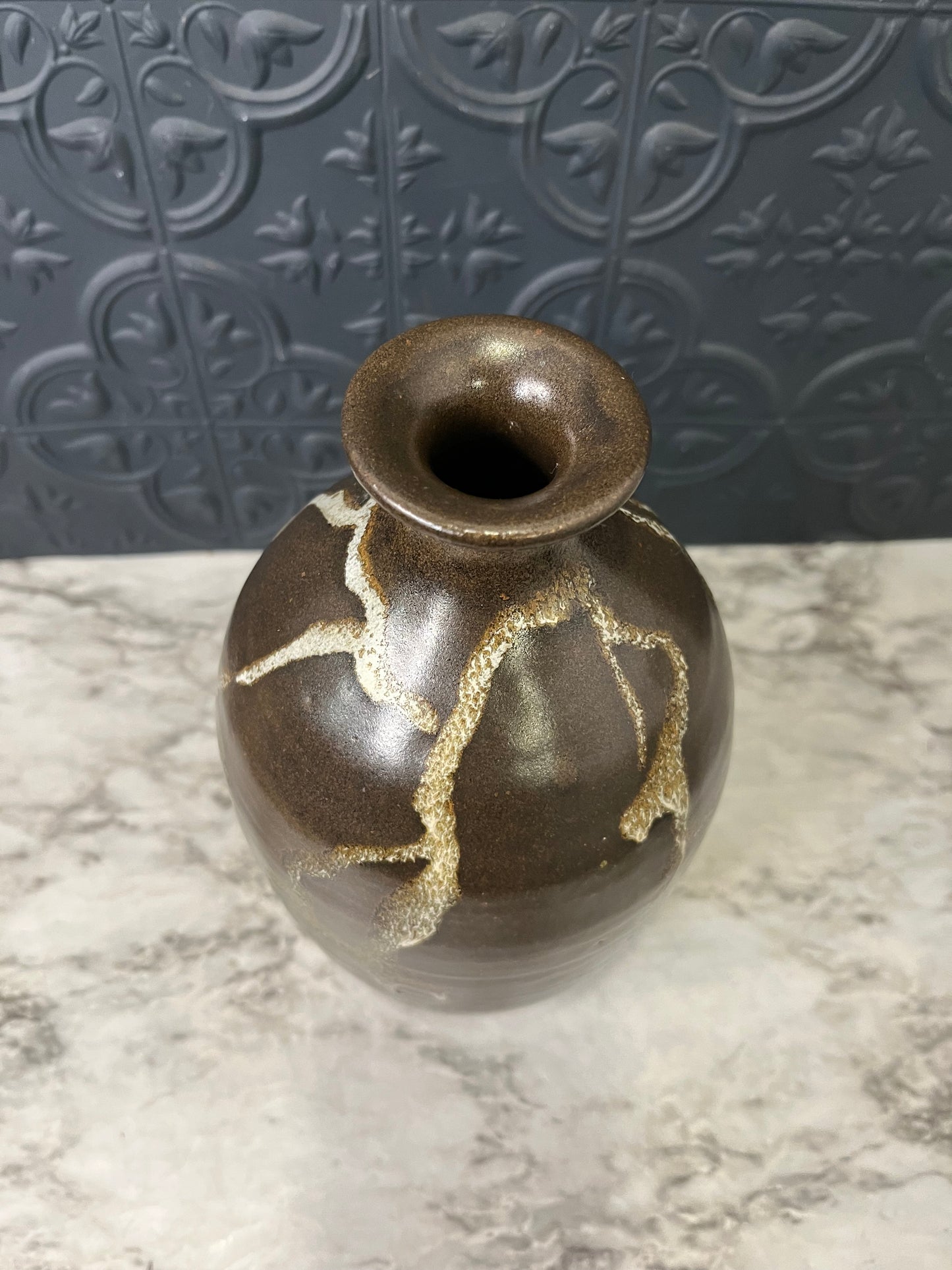 Studio Pottery Stoneware Vase with Volcanic Glaze