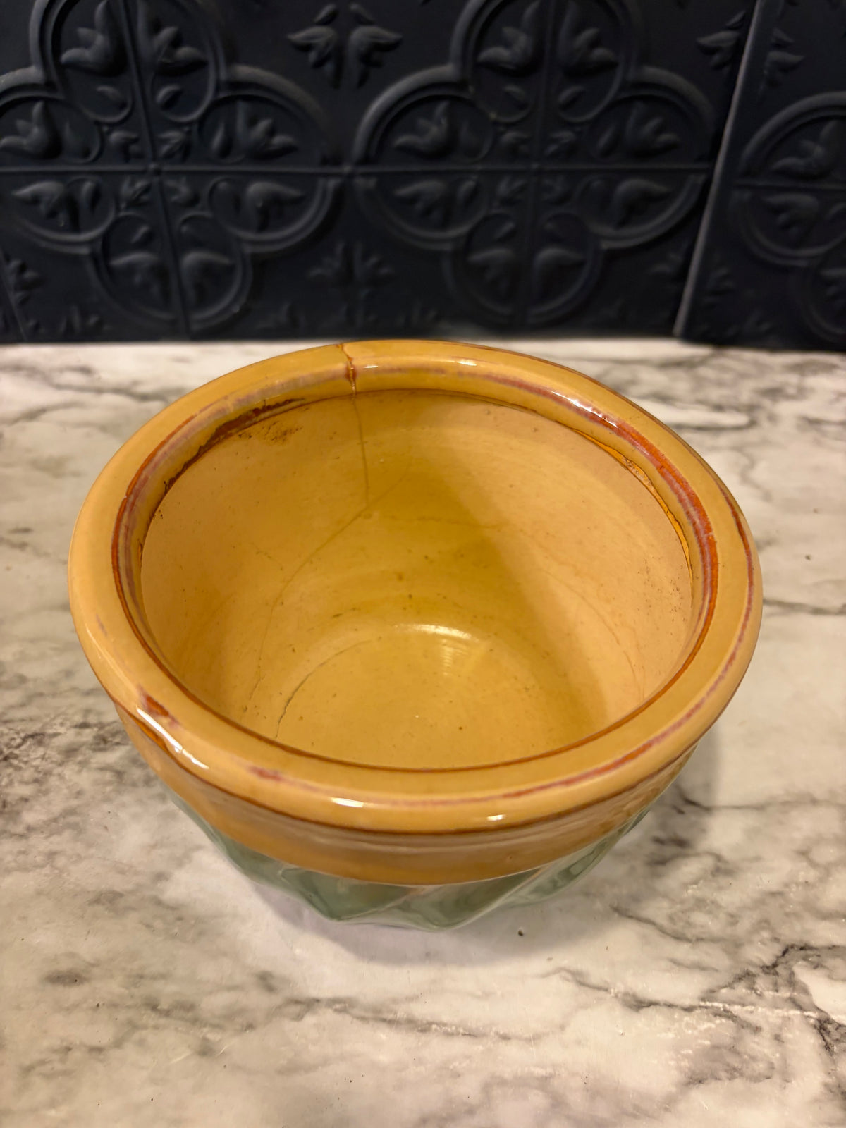 Pottery Bowl with Turquoise Glaze on bottom