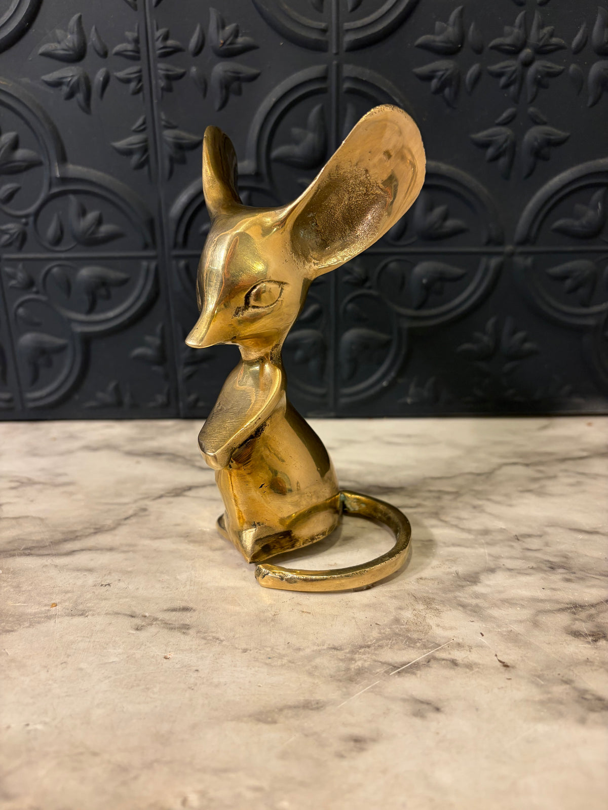 Vintage Brass Mouse with Large Ears