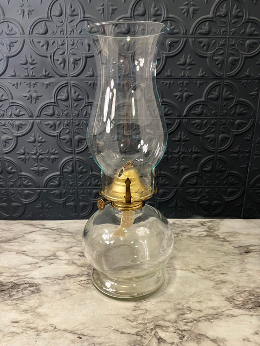 Clear Glass Oil Lamp 13.75"