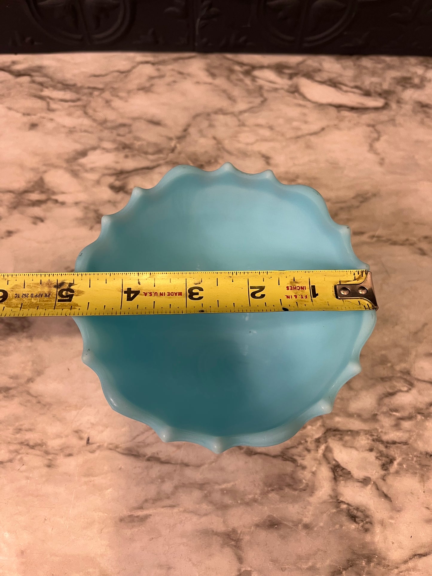 Westmorland Blue Satin Slag Glass Footed bowl
