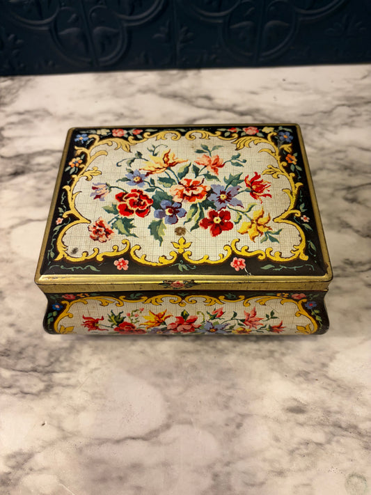 Floral Pattern Biscut Tin