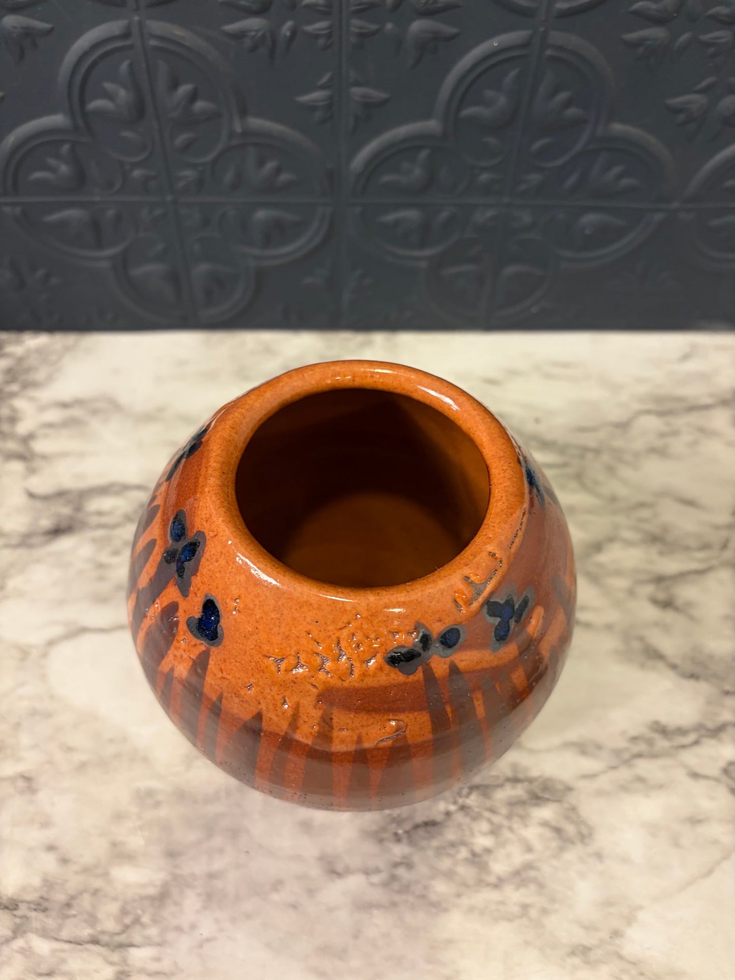 Rust Glaze Pottery Vase Signed HDB
