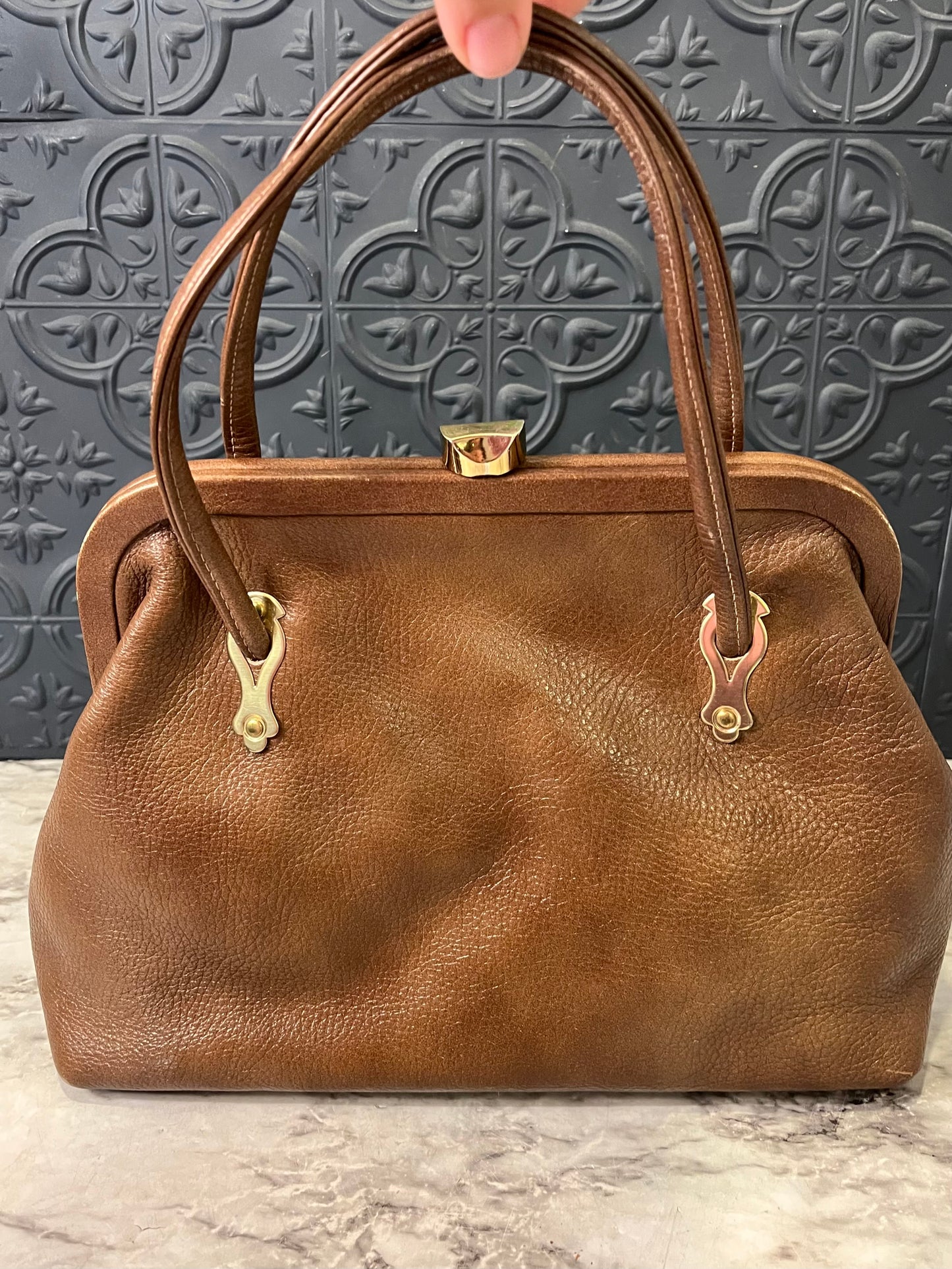 Roger Van S. Brown Leather Handbag