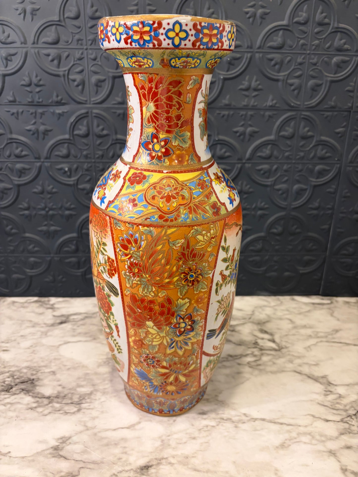 Chinese Porcelain Vase Orange and Red