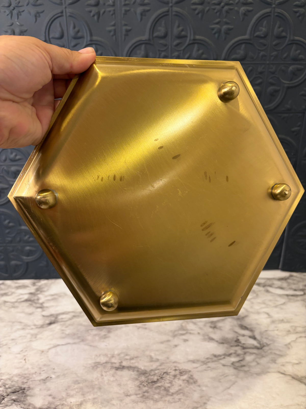 9.25 Brass Hexagon Tray