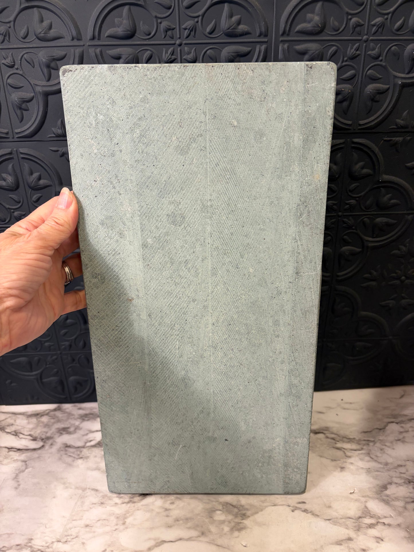 Green Marble Rectangle Tray with Border
