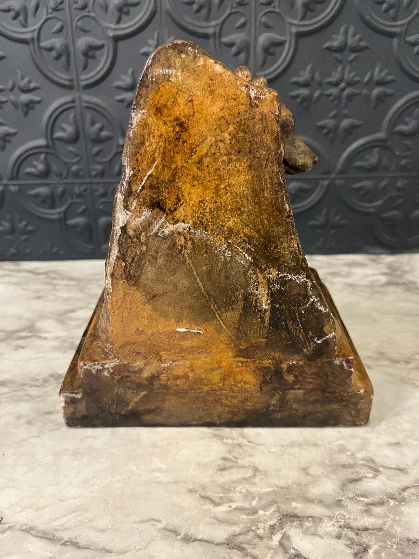 Single Bear Bookend Burnished Gold Tone