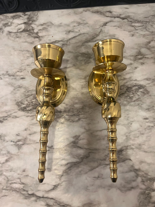 Brass spiral sconces x2