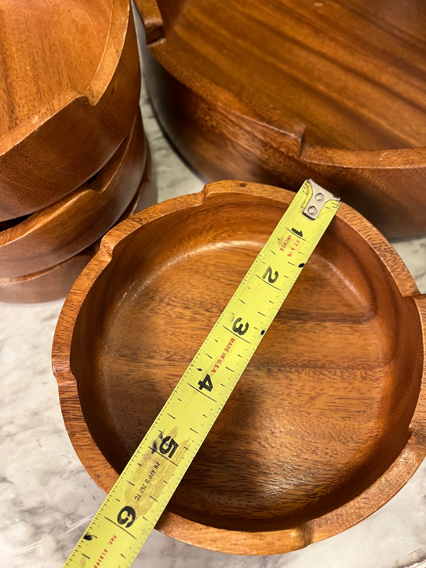 Sawtooth Wood Salad Bowl Set of 6