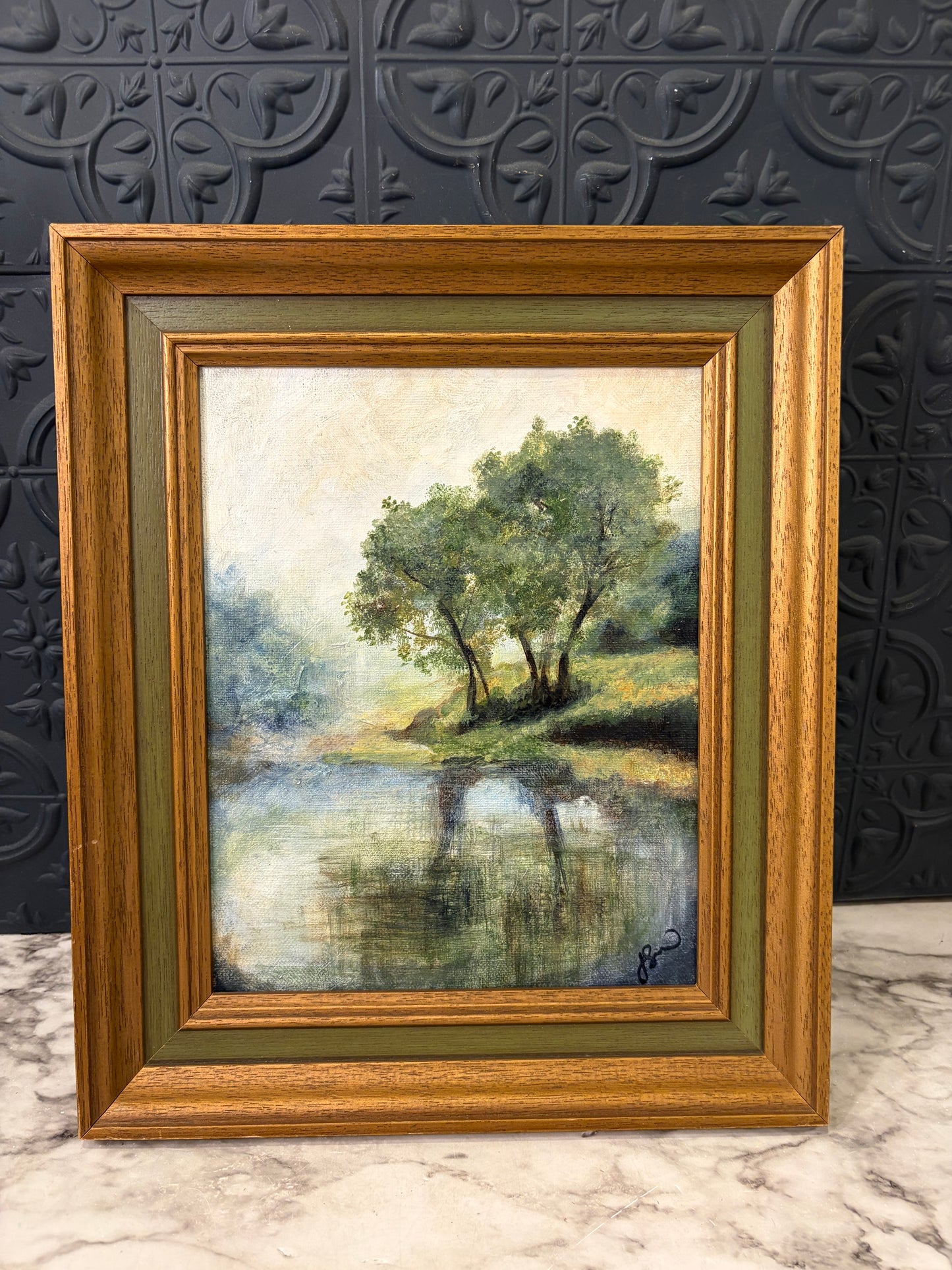 Tree Reflection Original Painting by Jessie