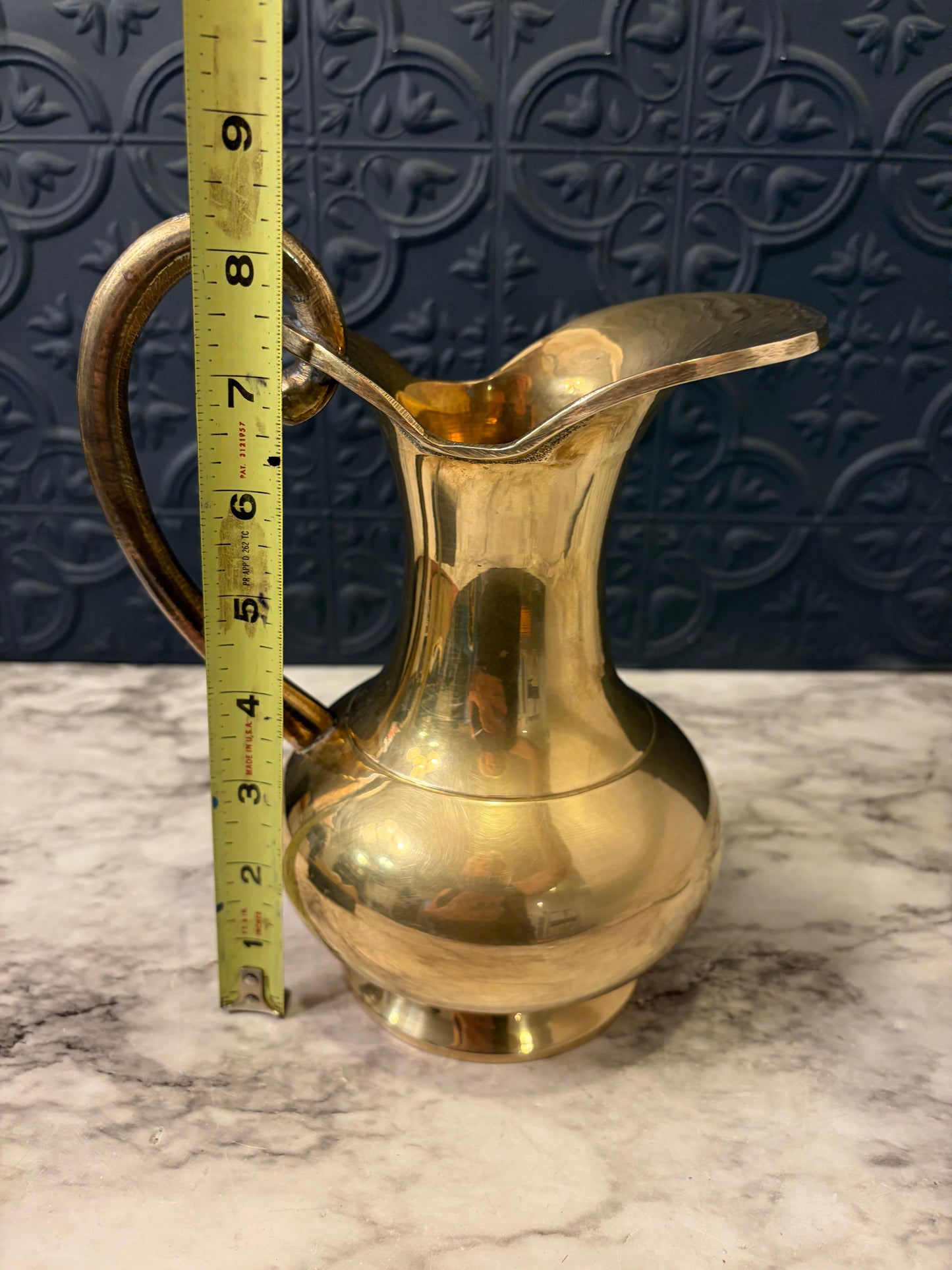 8" Brass Pitcher with Forged Handle