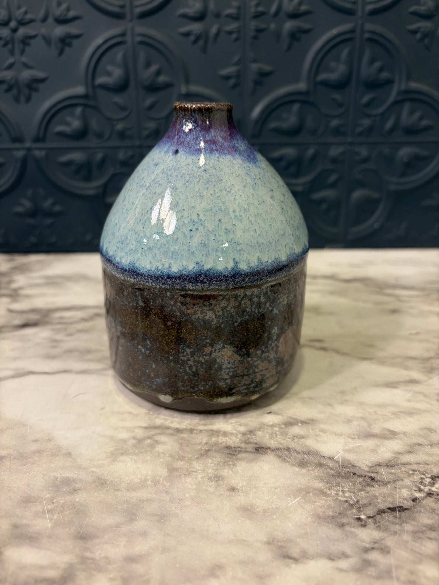 Stoneware Bud Vase Blues