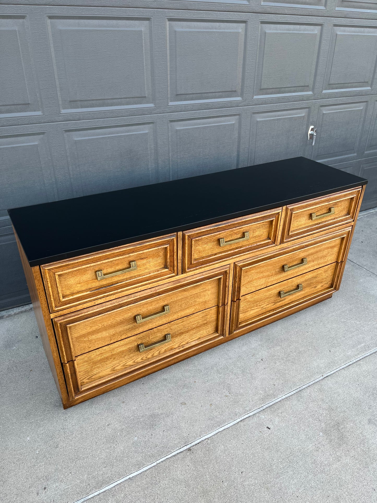 Mid century Style Dresser with Painted Black Top