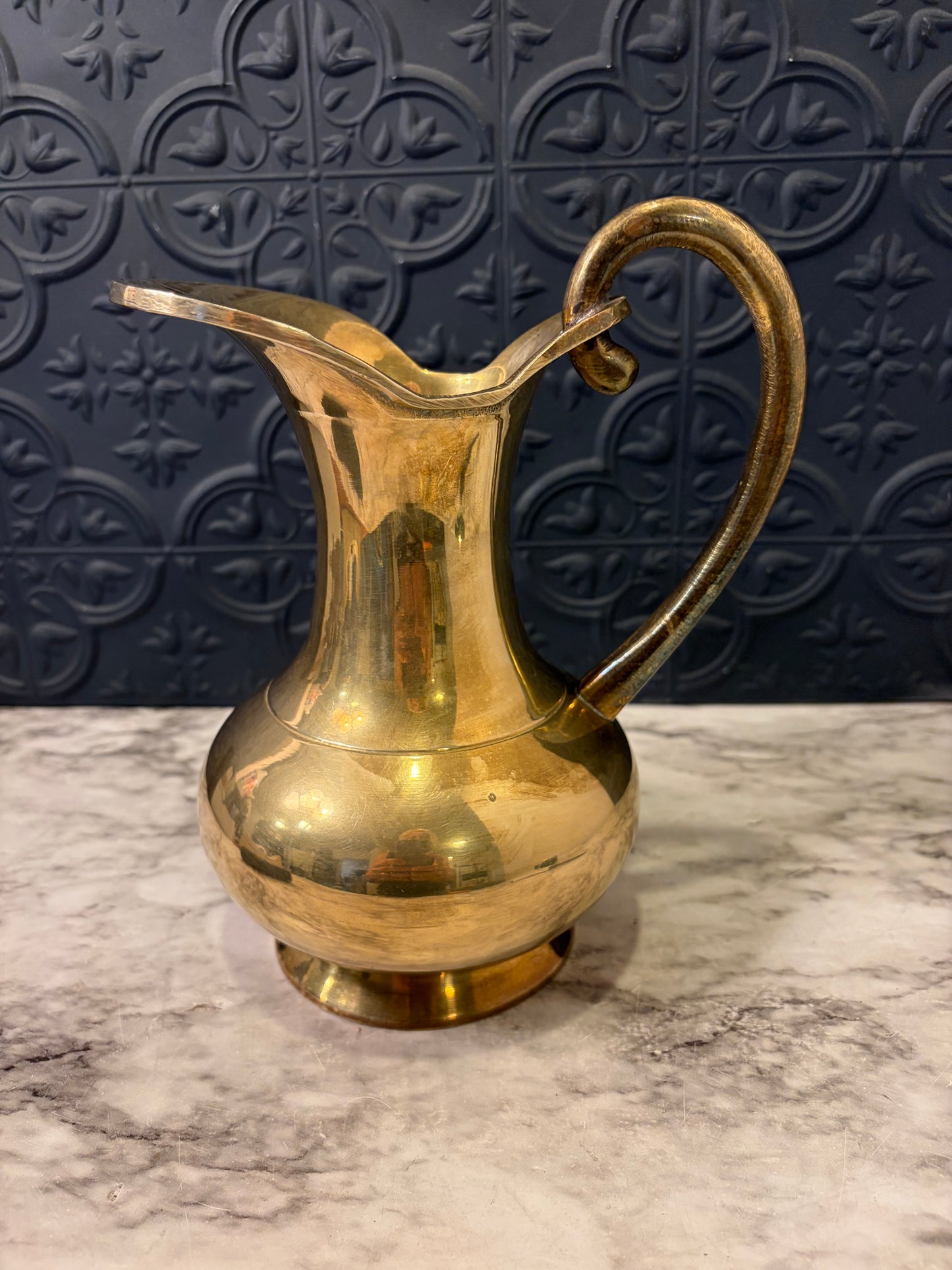 8" Brass Pitcher with Forged Handle