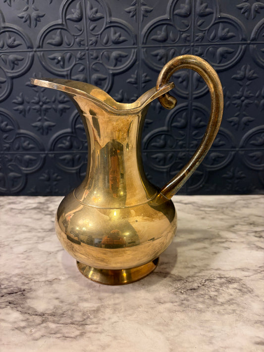 8" Brass Pitcher with Forged Handle