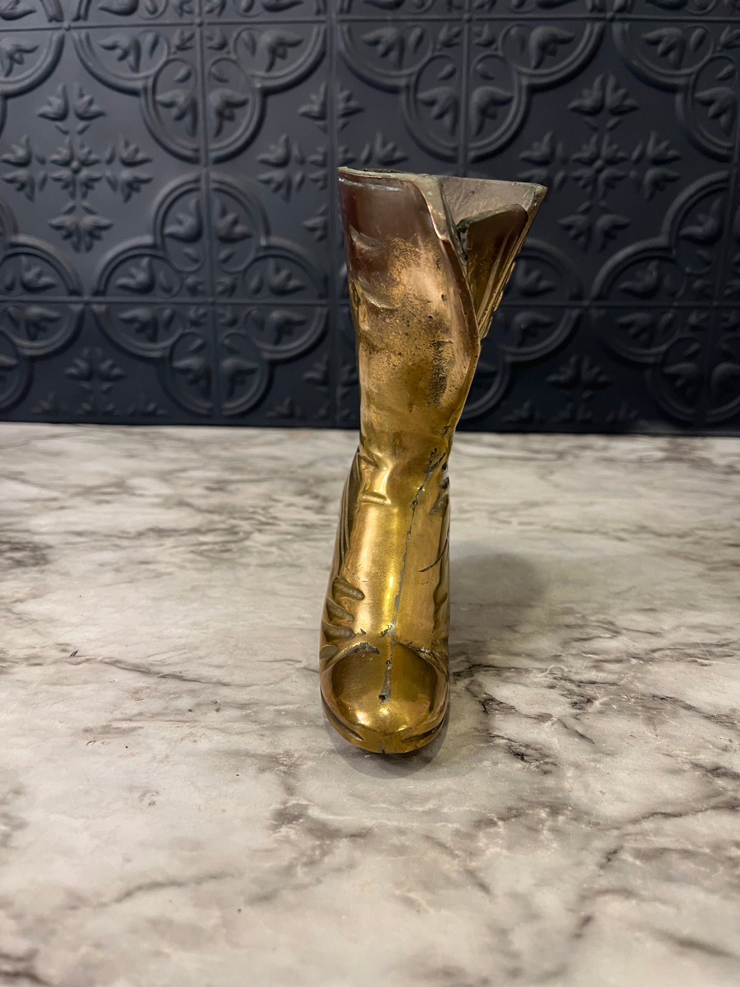 Cast Brass Shoe Vase Small
