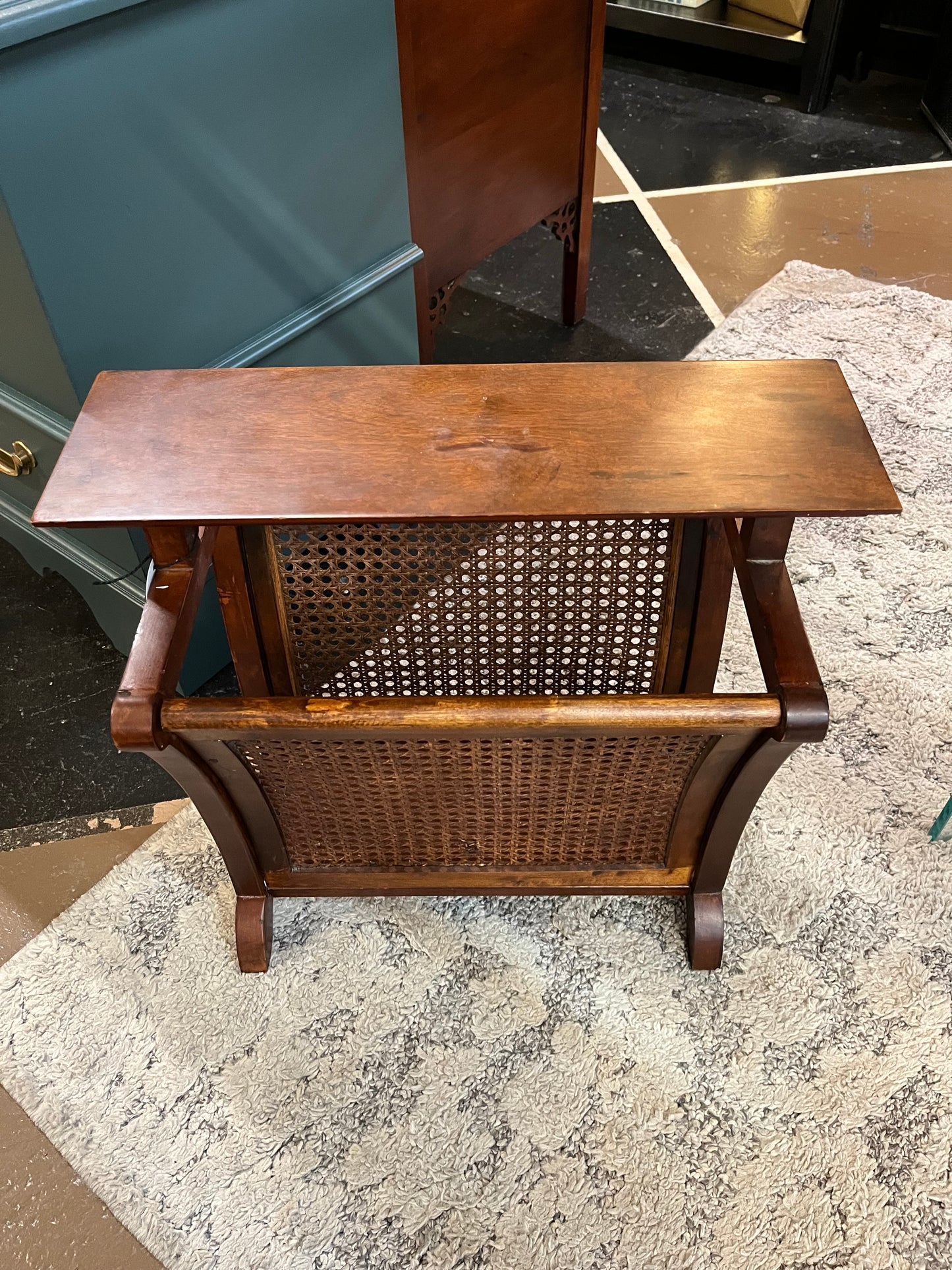 Wood and Cane Magazine Holder