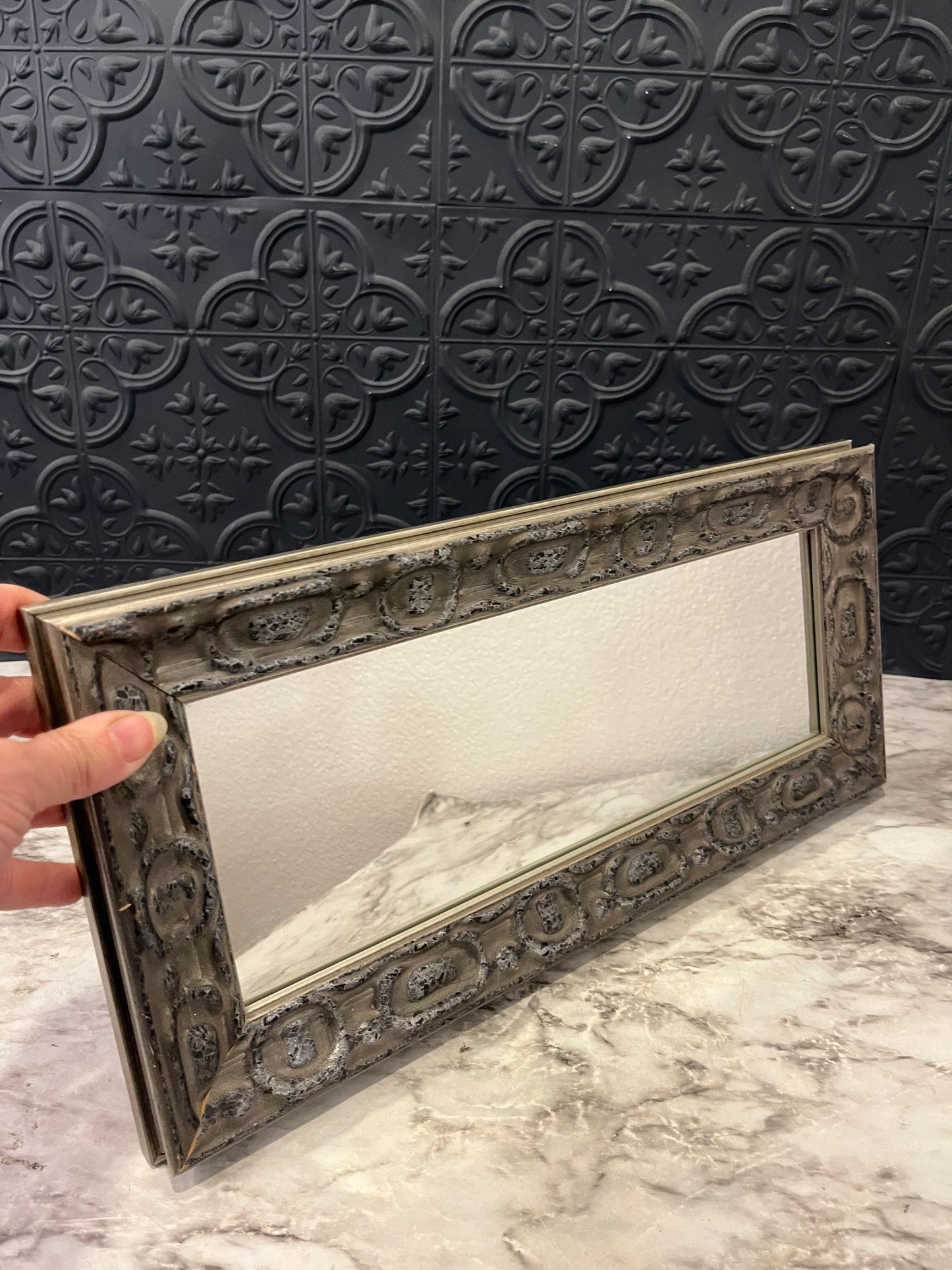 16.5" Grey and Black Rectangle Mirror