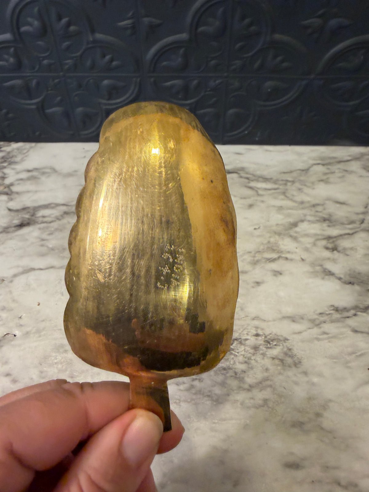 Etched Leaf Brass Trinket Dish