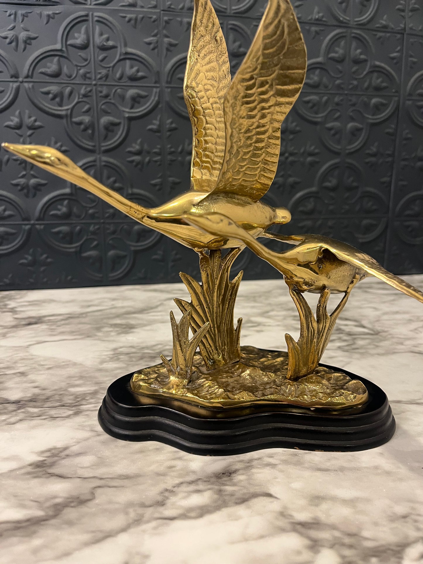 Brass Geese in Flight  Sculpture