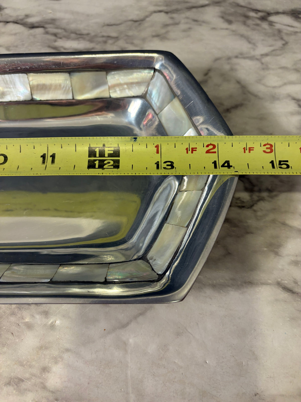 Towle Aluminum Tray with Mother of Pearl Inset