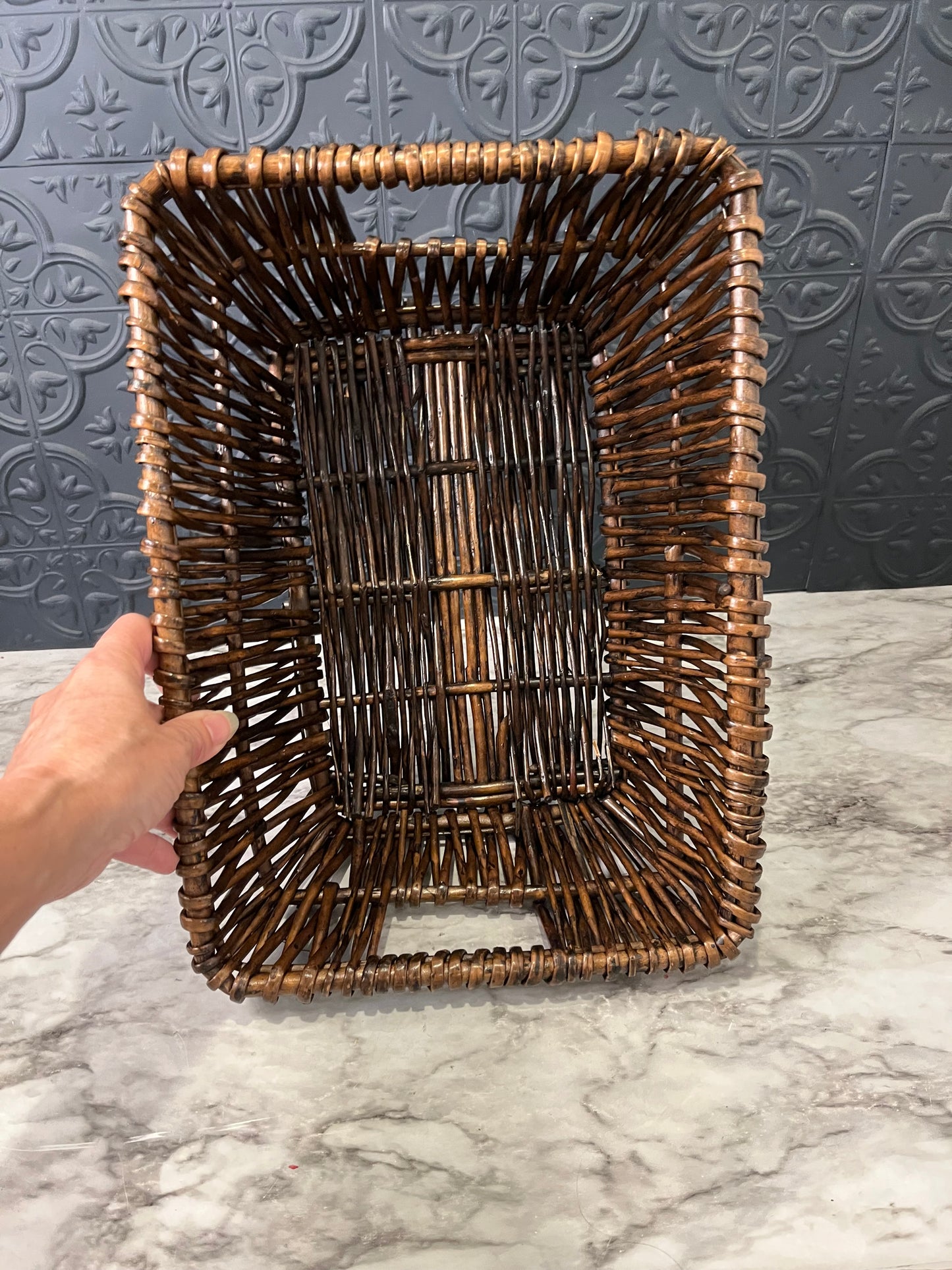 Dark Rectangle Basket with Handles