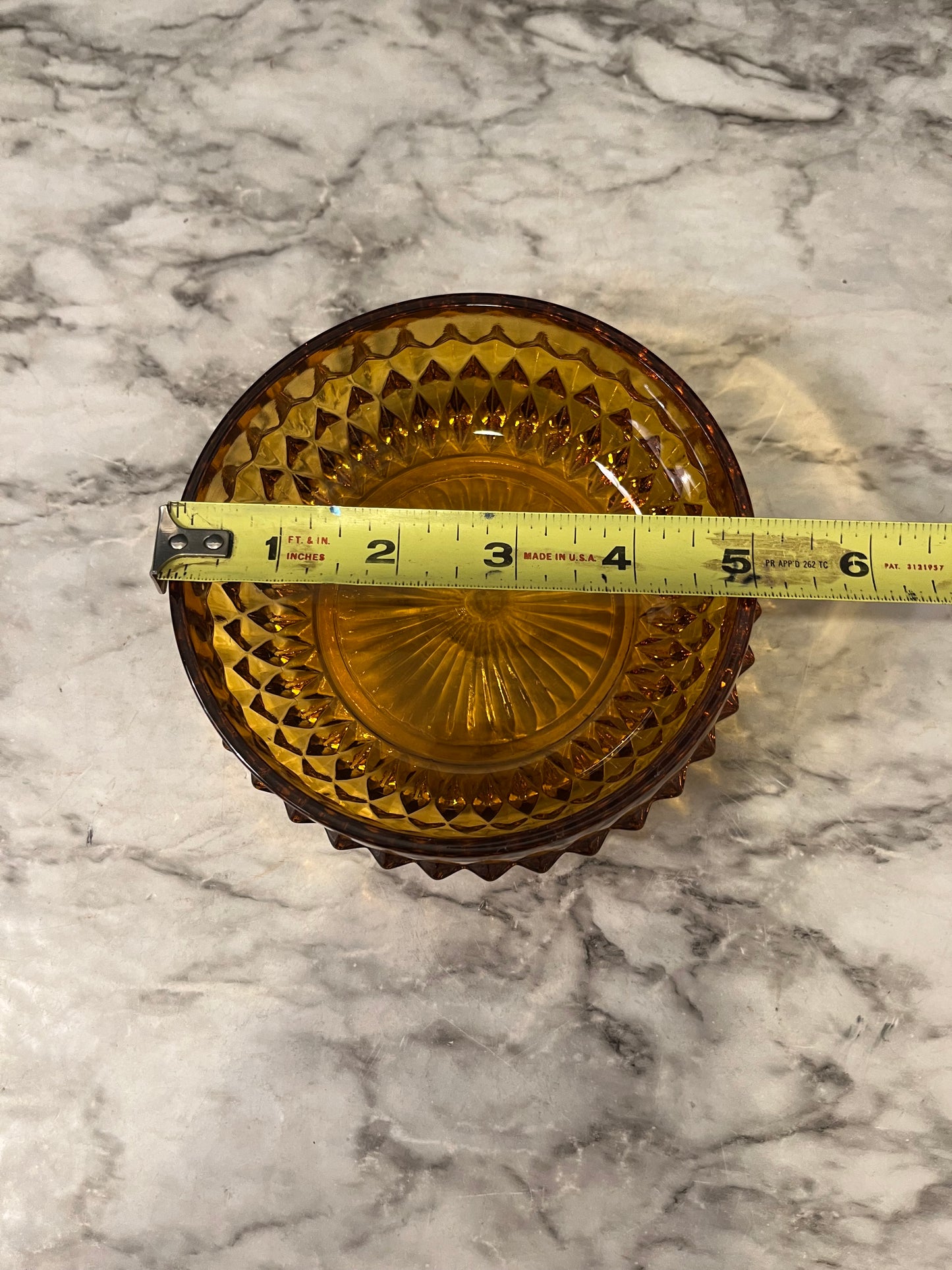 Amber Indiana Glass Diamond Point Bowl