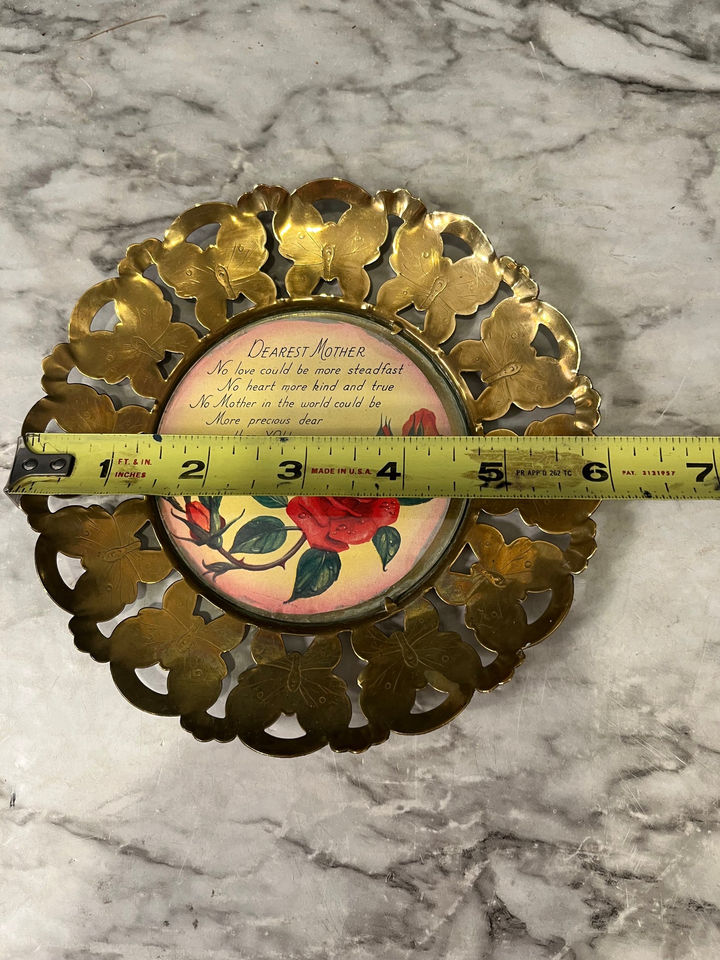Brass Butterfly Frame with Mother Saying