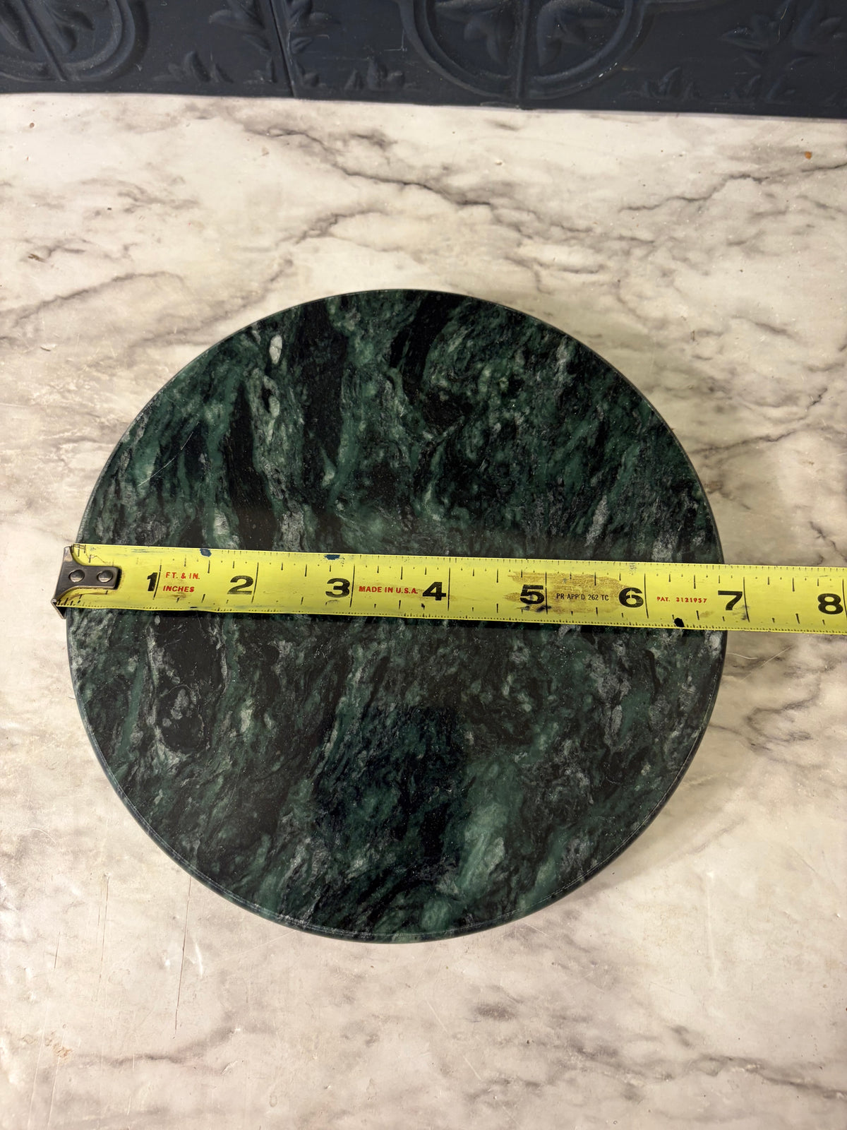 Round Green Marble Trivet  7"