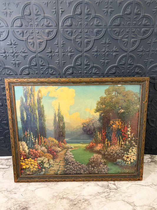 English Garden Lithograph Framed