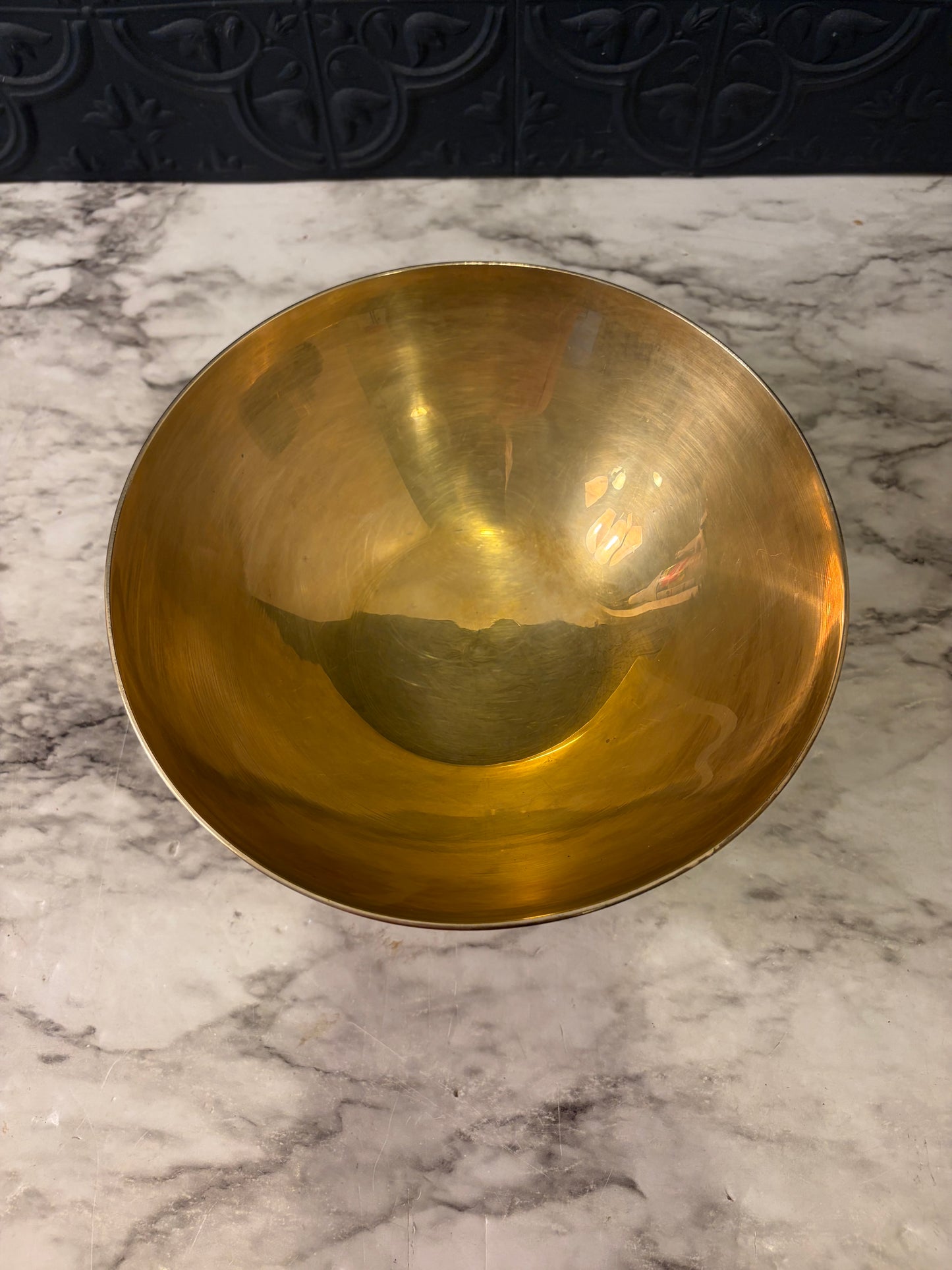 Etched Brass Pedestal Bowl 7.5" Round